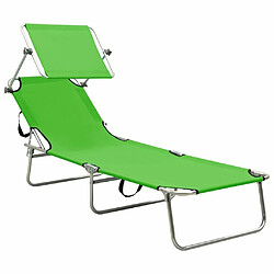 Maison Chic Chaise longue pliable avec auvent | Bain de soleil Relax | Transat vert aluminium -GKD84785