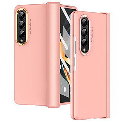 Coque en TPU anti-chute avec deux cercles de lentilles de placage pour votre Samsung Galaxy Z Fold4 5G - rose