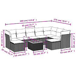 Avis Maison Chic Salon de jardin avec coussins 10 pcs | Ensemble de Table et chaises | Mobilier d'Extérieur gris résine tressée -GKD96036