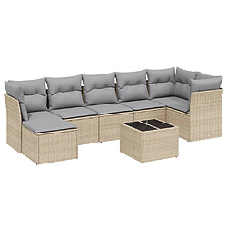 vidaXL Salon de jardin avec coussins 8pcs mélange beige résine tressée