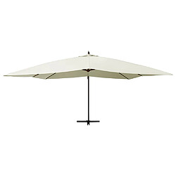 Avis Helloshop26 Parasol meuble de jardin en porte-à-fau x avec mât en bois 400 x 300 cm blanc sable 02_0008624