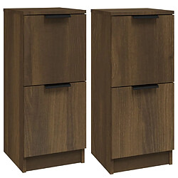 vidaXL Buffets 2 pcs chêne marron 30x30x70 cm Bois d'ingénierie