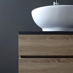 Kiamami Valentina MEUBLE DE SALLE DE BAIN EN CHÊNE ET PLAN EN BOIS ANTHRACITE AVEC LAVABO D'APPUI ROND | SOLE