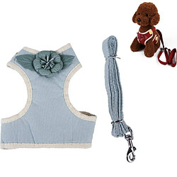 Wewoo Laisse pour chien 2 PCS Laisses Sangles Poitrine Petits Chiens Gilets Fournitures De ChienTaille S Bleu Ciel