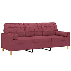 Avis Maison Chic Canapé 3 places avec oreillers,Sofa de Salon,Canapé droit décoratifs bordeaux 180 cm tissu -GKD657699