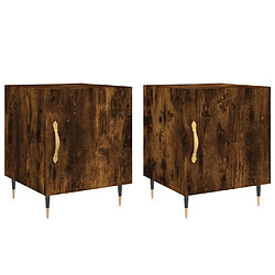 Maison Chic Lot de 2 Tables de chevet - Tables de Nuit chêne fumé 40x40x50 cm bois d'ingénierie