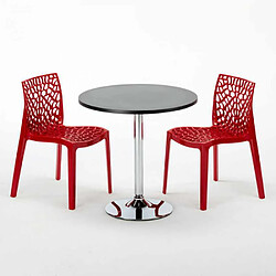 Avis Grand Soleil Table Ronde Noir et 2 Chaises Colorées P