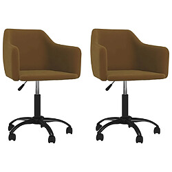 vidaXL Chaises pivotantes à manger lot de 2 Marron Velours