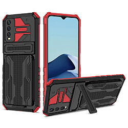 Coque en TPU anti-chocs avec béquille et porte-carte, rouge pour votre Vivo Y20/Y20i/Y12a/Y20s/Y12s