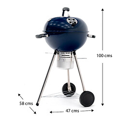 Acheter Barbecue au Charbon à Roulettes Kekai Yellowstone 58x47x100 cm Rond avec Couvercle et Briquet Couleur Bleu