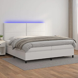 vidaXL Sommier à lattes de lit matelas LED Blanc 200x200 cm Similicuir