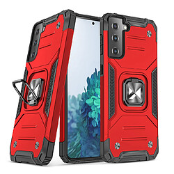 Ozzzo wozinsky ring armor coque hybride robuste + support magnetique pour samsung galaxy s22 rouge