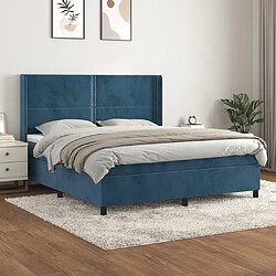 Maison Chic Lit Adulte - Lit simple Lit à sommier tapissier et matelas moelleux - Meuble de Chambre - Bleu foncé 180x200cm Velours -MN68150