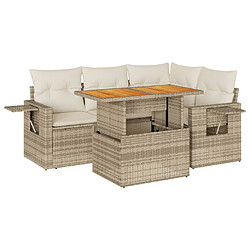 vidaXL Salon de jardin avec coussins 5 pcs beige résine tressée