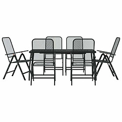 Ensemble à manger de jardin 7 pcs,Table et chaise à dîner anthracite métal maille -MN18071