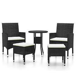 vidaXL Salon de jardin 5 pcs Résine tressée Noir