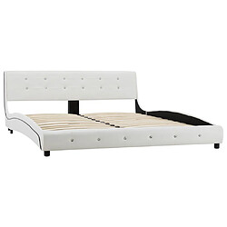 Avis vidaXL Lit avec matelas à mémoire de forme Blanc Similicuir 160x200 cm