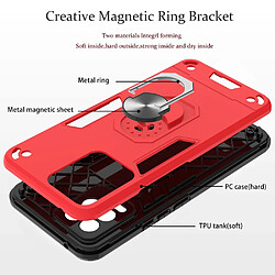 Coque en TPU 2-en-1, antichoc avec béquille à anneau pour voiture rouge pour votre Realme 8/8 Pro