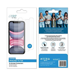 My Way Myway Pack 2 Verre Trempé pour iPhone 11/XR Plat Anti-rayures Transparent