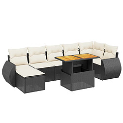 vidaXL Salon de jardin 8 pcs avec coussins noir résine tressée