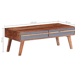 vidaXL Table basse gris 110x50x40 cm bois massif pas cher