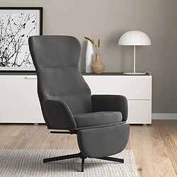 Maison Chic Chaise de relaxation | Fauteuil relax avec repose-pied Gris foncé Velours -GKD15496