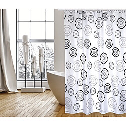 MSV Rideau de douche Polyester DOTS 180x200cm QUALITÉ PREMIUM Gris - Anneaux inclus