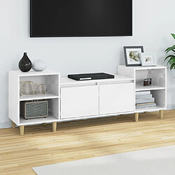 Maison Chic Meuble TV scandinave - Banc TV pour salon Blanc brillant 160x35x55 cm Bois d'ingénierie -MN47775