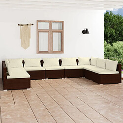 Maison Chic Salon de jardin 9 pcs + coussins - Mobilier/Meubles de jardin - Table et chaises d'extérieur Résine tressée Marron -MN17030