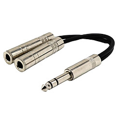 0.2M Long Silver 6.35mm Male To 2 × 6.35mm 1/4 "TRS Female Audio Y Splitter Cable pas cher