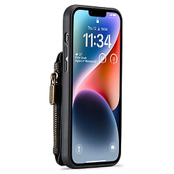 Etui en PU CASEME magnétique avec béquille zippée et sangle pour votre iPhone 14 Plus - noir