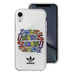 Adidas Coque Silicone pour iPhone XR Imprimé Love Unites Bords Surélevés Transparent