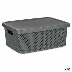 Kipit Boîte de rangement avec couvercle Anthracite Plastique 13 L 28 x 15,5 x 39 cm (12 Unités)