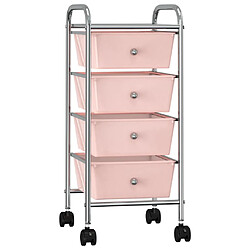 vidaXL Chariot de rangement mobile à 4 tiroirs Rose Plastique