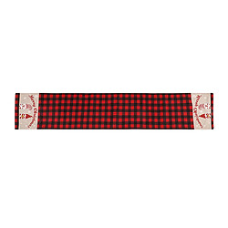 C363 Christmas Black and Red Checkered Table Runner Dwarf Old Man Face Old Man Table Nordic Sandkin pour les vacances