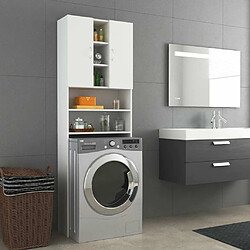 Maison Chic Meuble rangement de salle de bain | Meuble pour machine à laver | Armoire murale de bain Blanc 64x25,5x190 cm -GKD95021