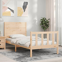 Maison Chic Cadre/structure de lit et tête de lit pour adulte - Lit Moderne Chambre 100x200 cm bois massif -MN29523