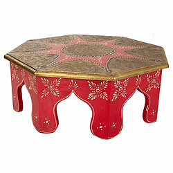 Table Basse Alexandra House Living Blanc Rouge Laiton Bois MDF 40 x 15 x 40 cm