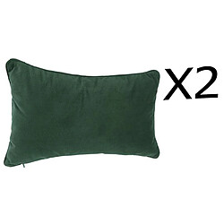 Pegane Lot de 2 coussins rectangulaires 100% polyester coloris vert - Dim : L.50 x l.30 cm