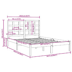 vidaXL Cadre de lit sans matelas marron miel 200x200 cm bois massif pas cher