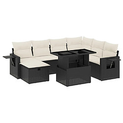 vidaXL Salon de jardin 8 pcs avec coussins noir résine tressée