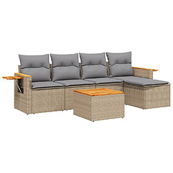 vidaXL Salon de jardin avec coussins 6 pcs beige résine tressée