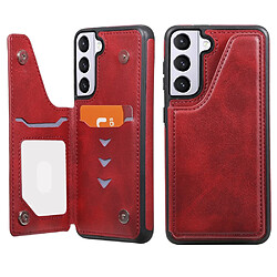 Coque en TPU + PU anti-chute, avec béquille et porte-cartes rouge pour votre Samsung Galaxy S21 + 5G