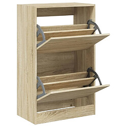 Maison Chic Armoire à chaussures | Meuble de rangement à chaussures Meuble d'Entrée chêne sonoma 60x34x96,5 cm bois ingénierie -MN33962