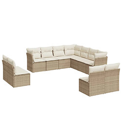 vidaXL Salon de jardin 11 pcs avec coussins beige résine tressée