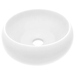 vidaXL Lavabo rond de luxe Blanc mat 40x15 cm Céramique