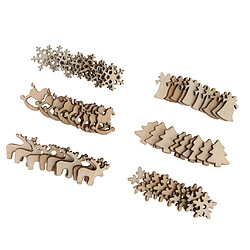 Assortiment De 60 Pièces En Bois Découpées Craft Embellissement De Décor De Noël pas cher