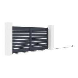 Acheter Vente-Unique Portail coulissant aluminium ajouré L374 x H165 cm anthracite - PRIMO