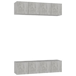 Maison Chic Meubles TV 4 pcs | Banc TV Moderne pour salon | Meuble de Rangement Gris béton 60x30x30 cm Aggloméré -MN60512