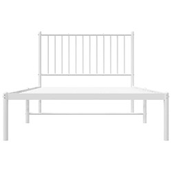 Maison Chic Lit adulte - Cadre de lit métal avec tête de lit pour chambre blanc 100x200 cm -MN96306 pas cher